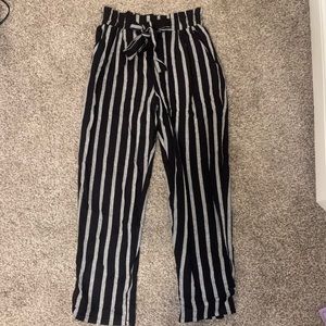 White and Black Striped Pants